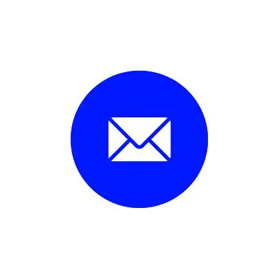 A white envelope icon inside a blue circle symbolizing email.